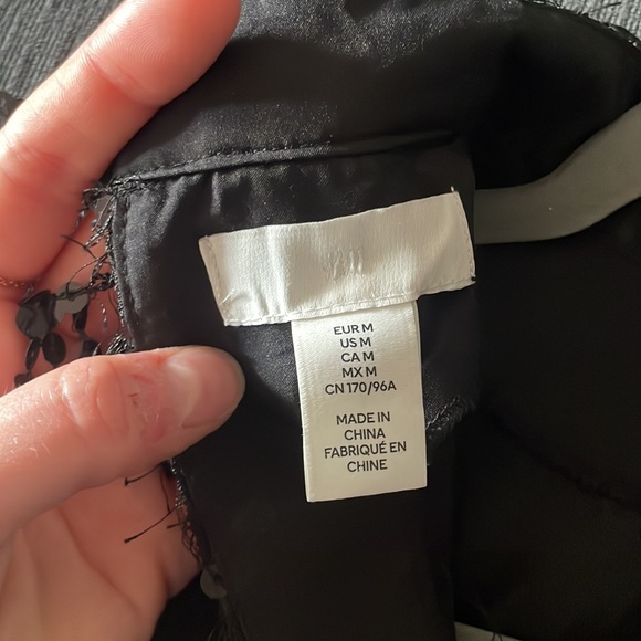 Black Glittery/Sequin Mock Neck Long Sleeve Crop Top - Picture 3 of 3